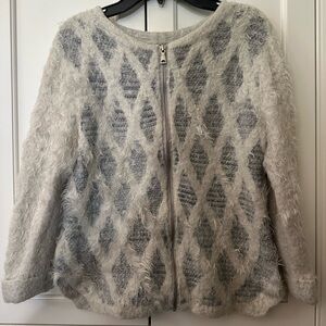 NIC+ZOE Textured Gray and Cream Cardigan